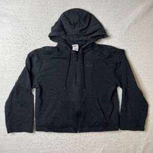 Nike Full Zip Hoodie Womens Small Black Cotton Jersey DN4943-010